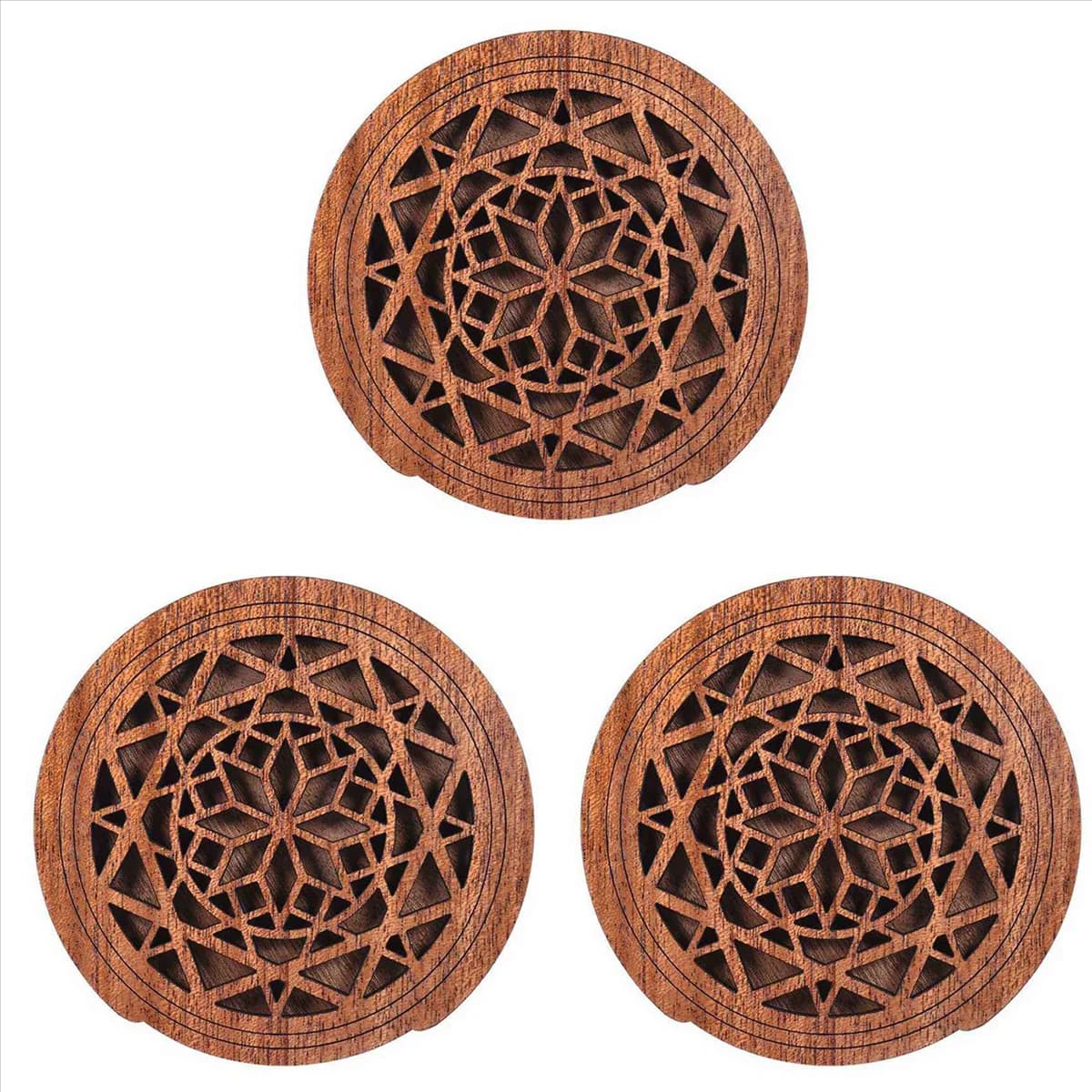 BAAU 3X Chitarra Foro sonoro in legno Foro sonoro Blocco di copertura Feedback Buffer Legno di mogano per chitarre folk acustiche EQ, Stile 1