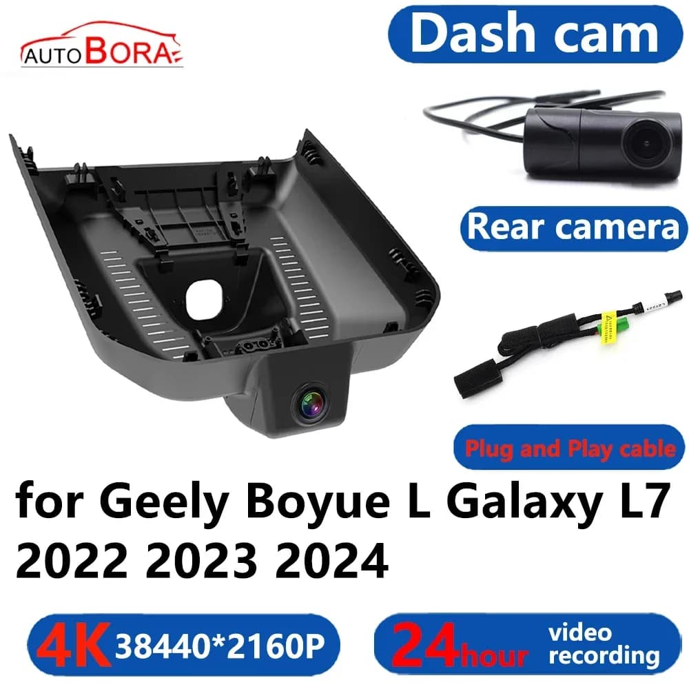 AutoBora 4K Wifi 3840*2160 DVR for Car Dash Cam 24 Hour Camera Monitor for Geely Boyue L Galaxy L7 2022 2023 2024