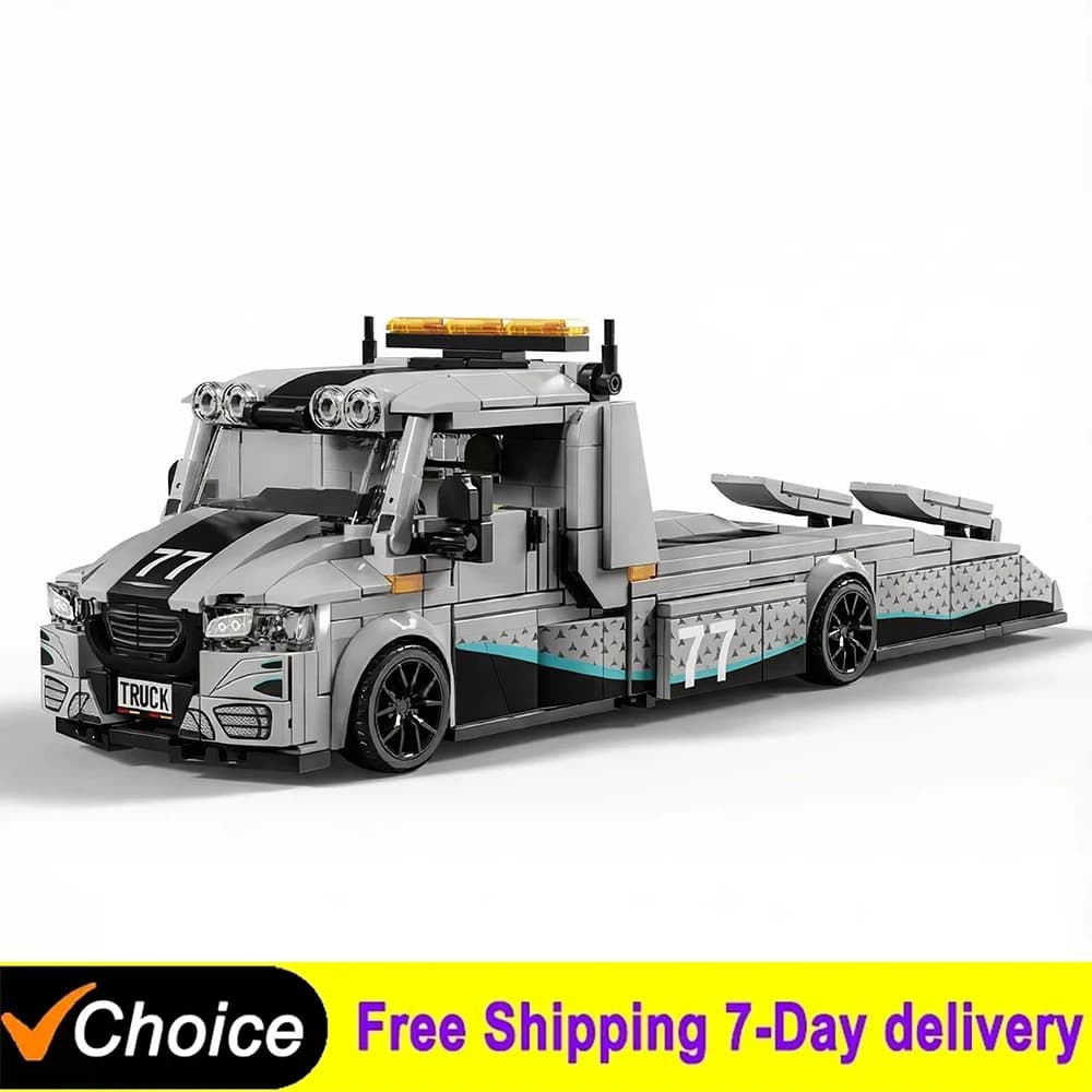 672Pcs Technical Trailer Heavy Truck Building Blocks Transport Vehicle Model Bricks Desktop Ornament Kids Educational Toy Gifts
