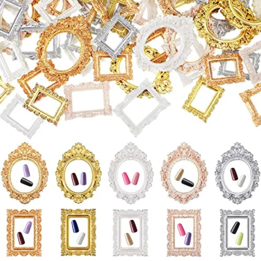 60 Pcs Vintage Mini Picture Frame Mini Photo Frames Bulk Vintage Resin Picture Frame Antique Jewelry Display Frame for DIY Phot
