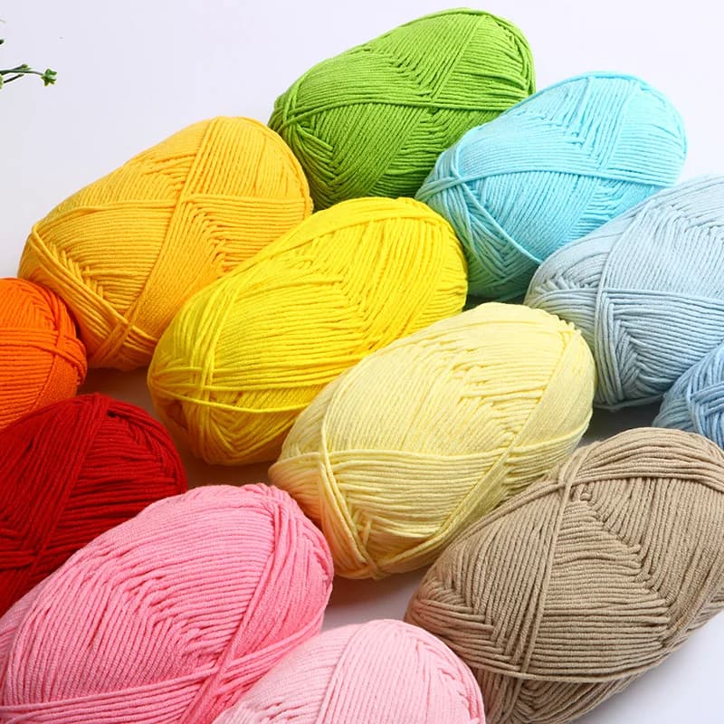 40-50 g/set 4 layers of milk cotton (80%) yarn for knitted knitwear Lanas dyed for dolls with handicraft crochet sweater hat at low price