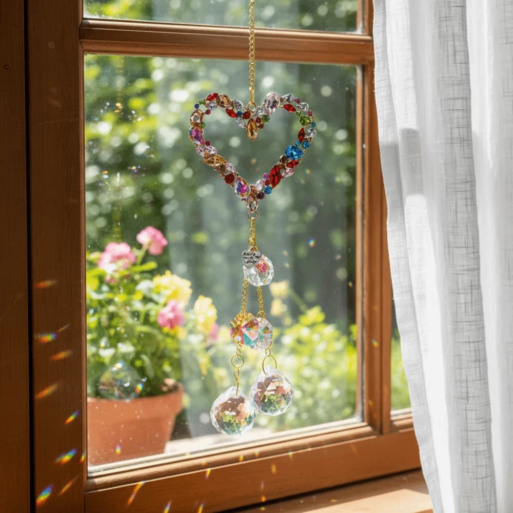 Portable Handmade Crystal Suncatcher Exquisite Sparkling Wind Chime Reflective Hanging Ornament Indoor Windows