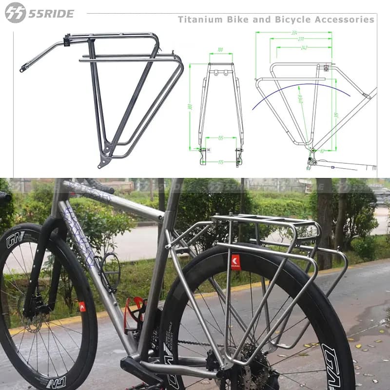 Ripiano posteriore per bici in titanio per ciclismo a lunga distanza, portapacchi per bici, altezza regolabile, lega di titanio