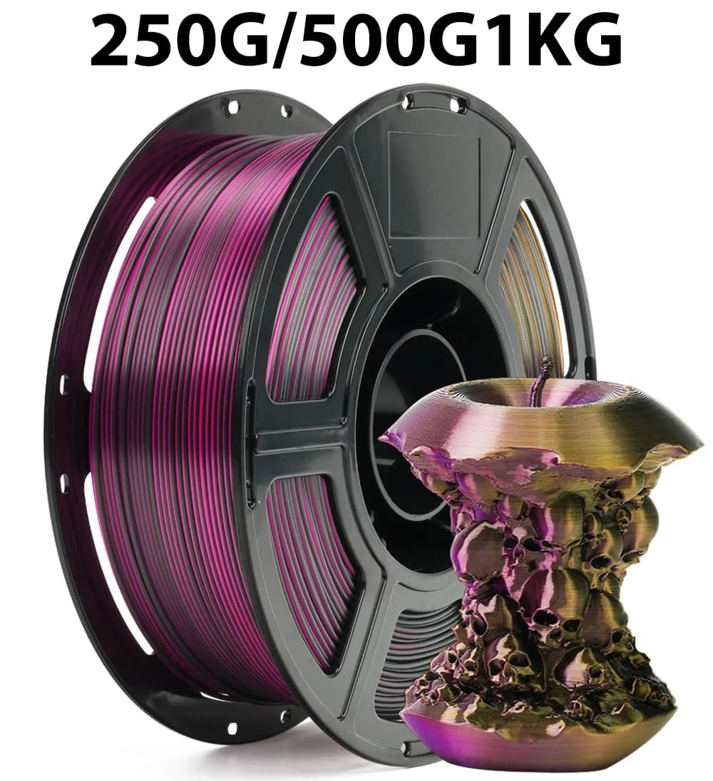 Filamento per Stampante 3D in Seta Tricolore Oro Viola Nero 250g 500g 1Kg 1.75mm per Stampa 3D