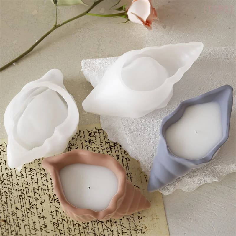 Stampo in silicone per gesso e candele profumate a forma di conchiglia, per decorazioni fai da te per la camera da letto, contenitore per gioielli e candele in gesso.
