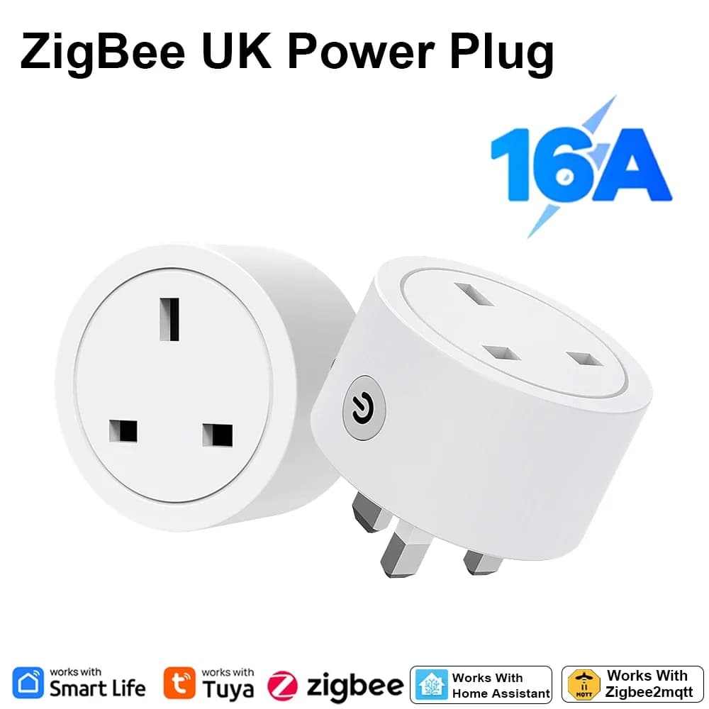 Presa Intelligente Zigbee 16A UK Compatibile con Alexa e Google Home, Monitoraggio Energetico, Timer, Controllo Remoto per Prese Elettriche, App Tuya
