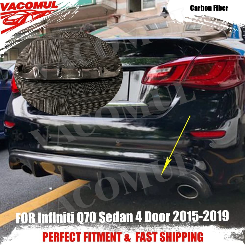 VACOMUL For Infiniti Q70 Sedan 4 Door 2015-2019 Carbon Fiber Rear Bumper Lip Diffuser Body Kits