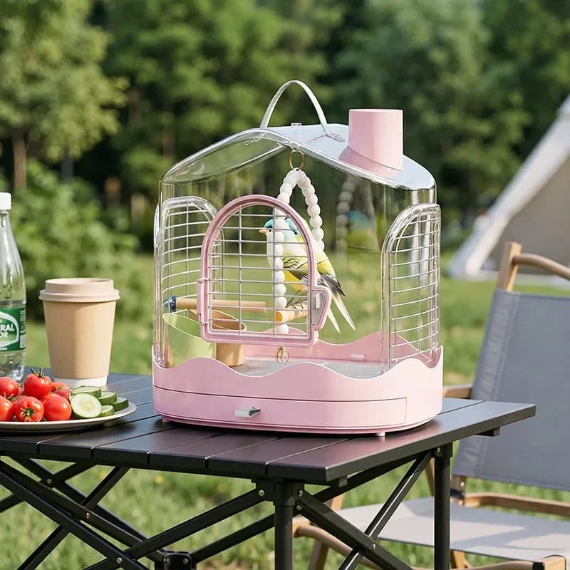 Birdcage Parrot Travel Carrier Horizontal Wire Portable Small Handheld Outdoor Cage Budgies Cockatiels Lovebirds Pet Supplies