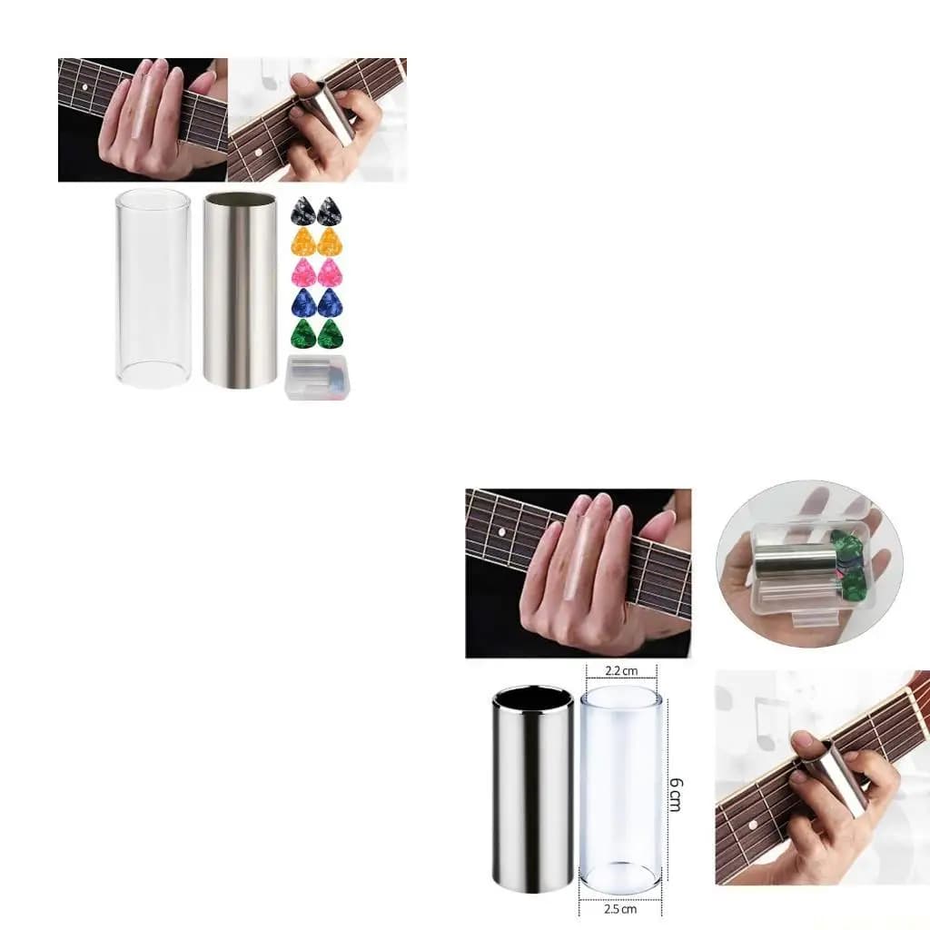 M5TC Set 3 protezioni per per chitarra con slide per chitarra in acciaio inossidabile/vetro con set scatole