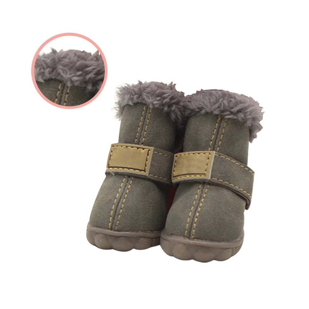 4 pezzi di scarpe per animali domestici, stivali da neve impermeabili, calzature invernali per animali domestici in pelle PU, marrone, 1 metro