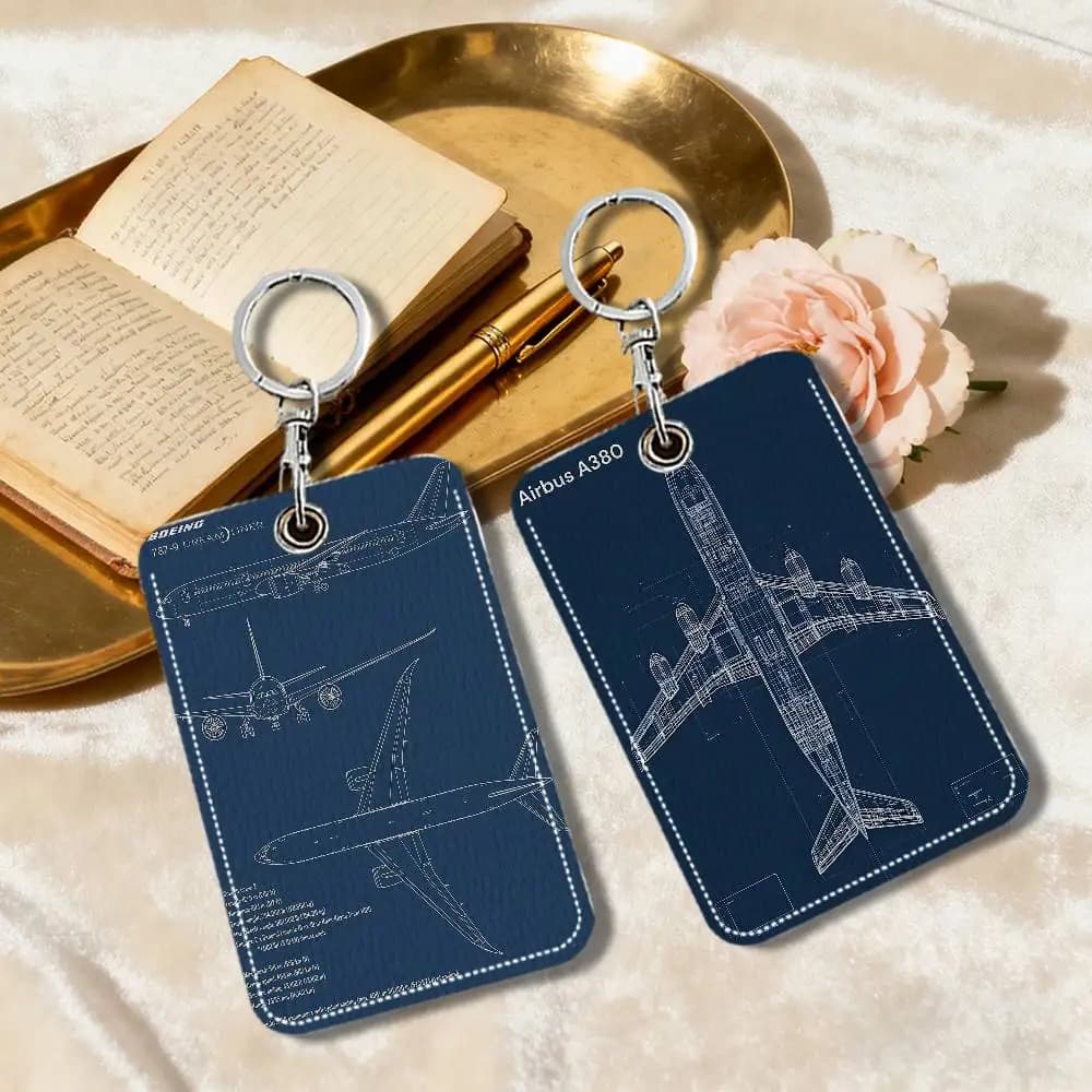 Portachiavi a Forma di Aereo della Forza Aerea, Porta Carte di Credito e Badge, Porta Tessera Studente, Custodia per Carte Autobus, Modello Airbus A340 B747