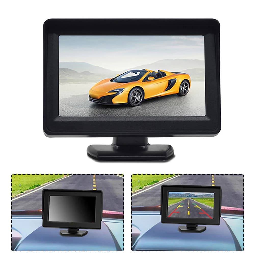 ABS DC 9V-36V Monitor retrovisore LCD TFT da 4,3 pollici Telecamera posteriore per auto Kit sistema di parcheggio per retromarcia senza telecamera