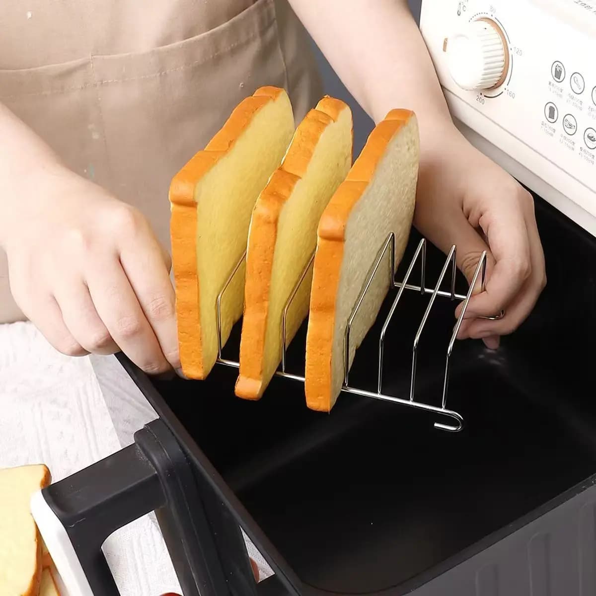 Stainless steel air fryer, oven, toast rack, bread rack, baking rack with tongs, toaster, bread rack