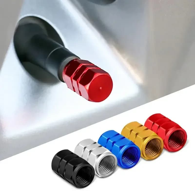 Universal 4-piece Aluminum Wheel Hub Valve Caps - Dust and Waterproof Stem Covers for Car, Motorcycle and Truck
