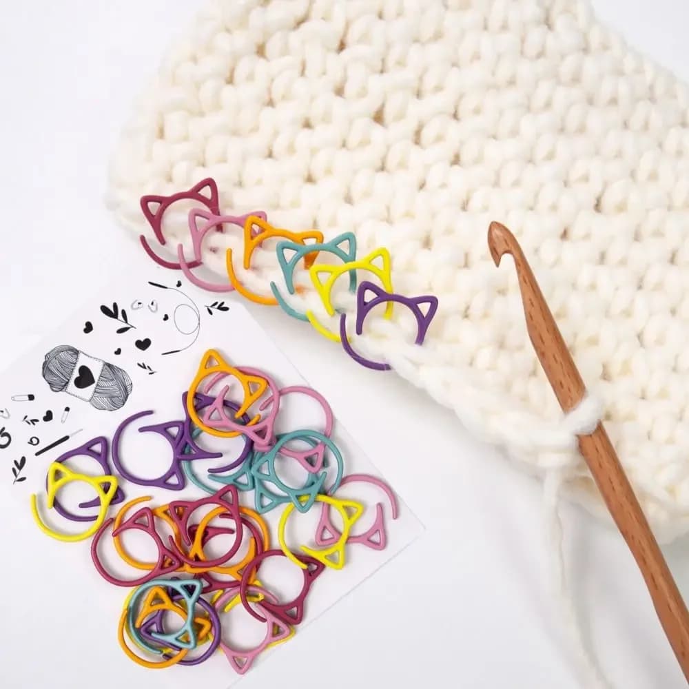 5/10 pz. Segnapunti in metallo a forma di orecchio di gatto, anelli di bloccaggio per uncinetto, segnapunti a gancio per strumenti di lavorazione a maglia