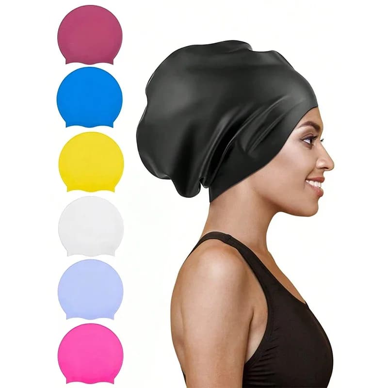 Silicone extra large swimming head with long hair and dirty braiding adult all-inclusive swim head soft and comfortable