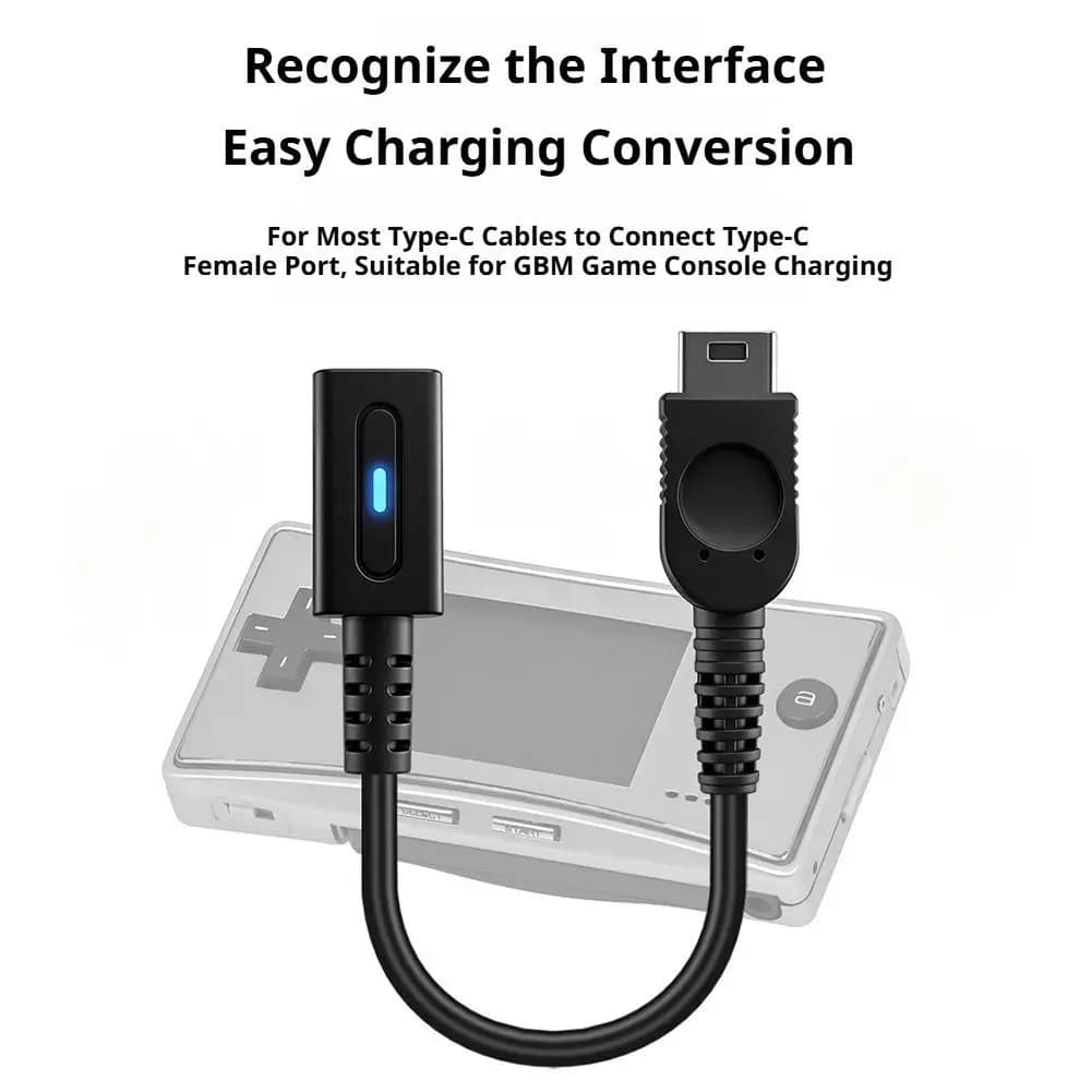 USB-C to GBM Charging Adapter for Game Boy Micro, Built-in Conversion Chip, PD Type-C Charging Cable, Compact Charger Converter