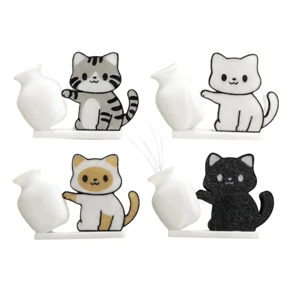 Scatola commemorativa magnetica in acrilico per la conservazione dei peli di gatto, con ornamenti a forma di baffi di gatto e adesivo da frigorifero a tema gatto.