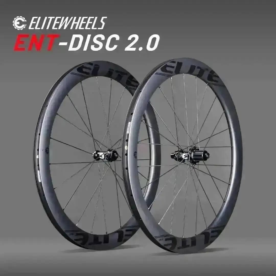 Ruote in Carbonio ELITEWHEELS ENT 2.0 con Freno a Disco, Cerchio 700c, Bloccaggio Centrale, Set Ruote per Bici da Strada di Qualità UCI