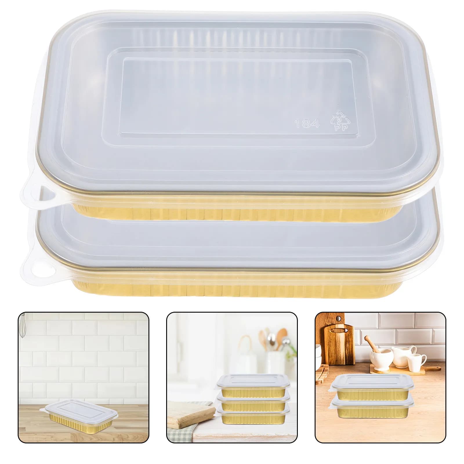 20 Pezzi Contenitori Rettangolari in Alluminio 184ml 580ml Vaschette Monouso per Asporto Preparazione Pasti Adatte per Congelatore e Forno Vassoi per Conservazione Alimenti