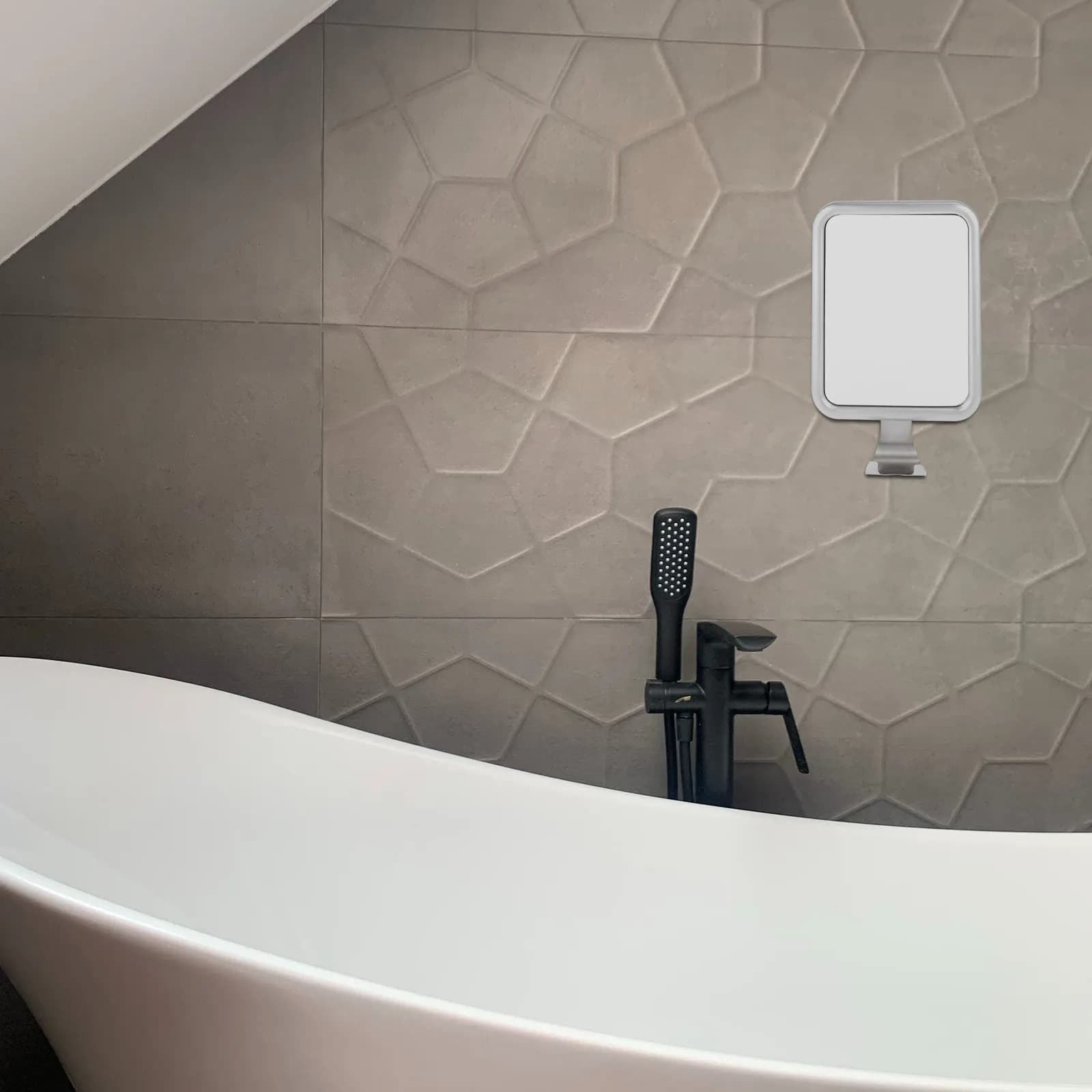 Specchio rotondo antiappannamento da parete con ventosa e gancio inferiore per bagno e trucco, portatile e senza nebbia