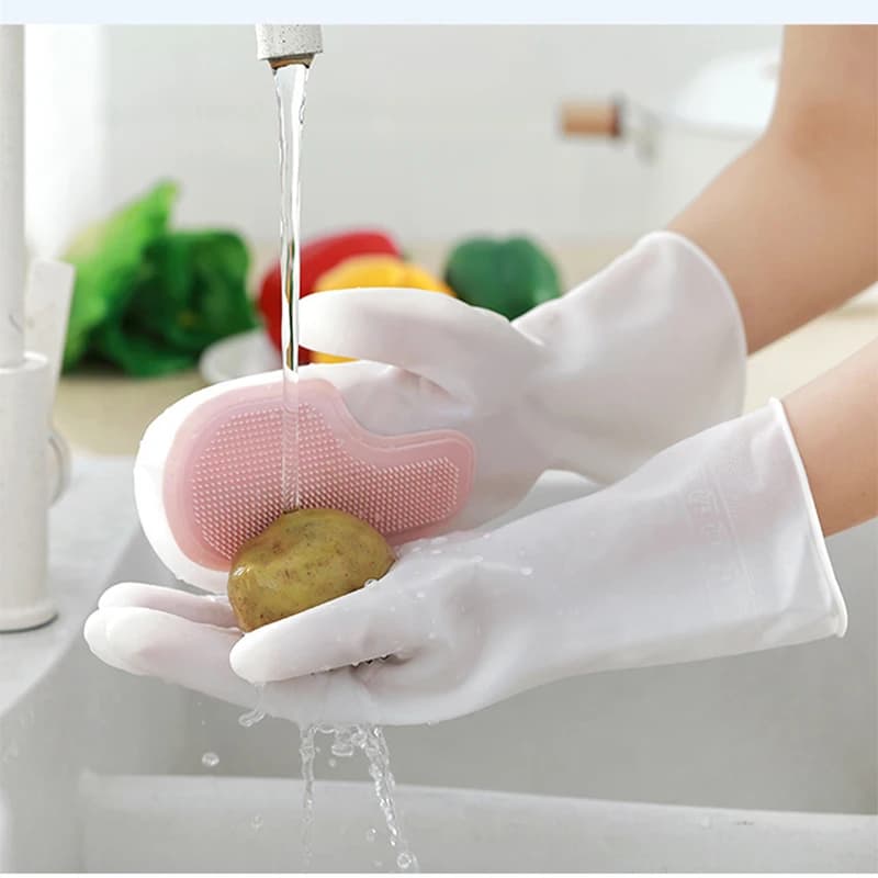 Guanti Multifunzionali per Lavare i Piatti in Lattice Plastico con Protezione Impermeabile per la Pulizia della Cucina