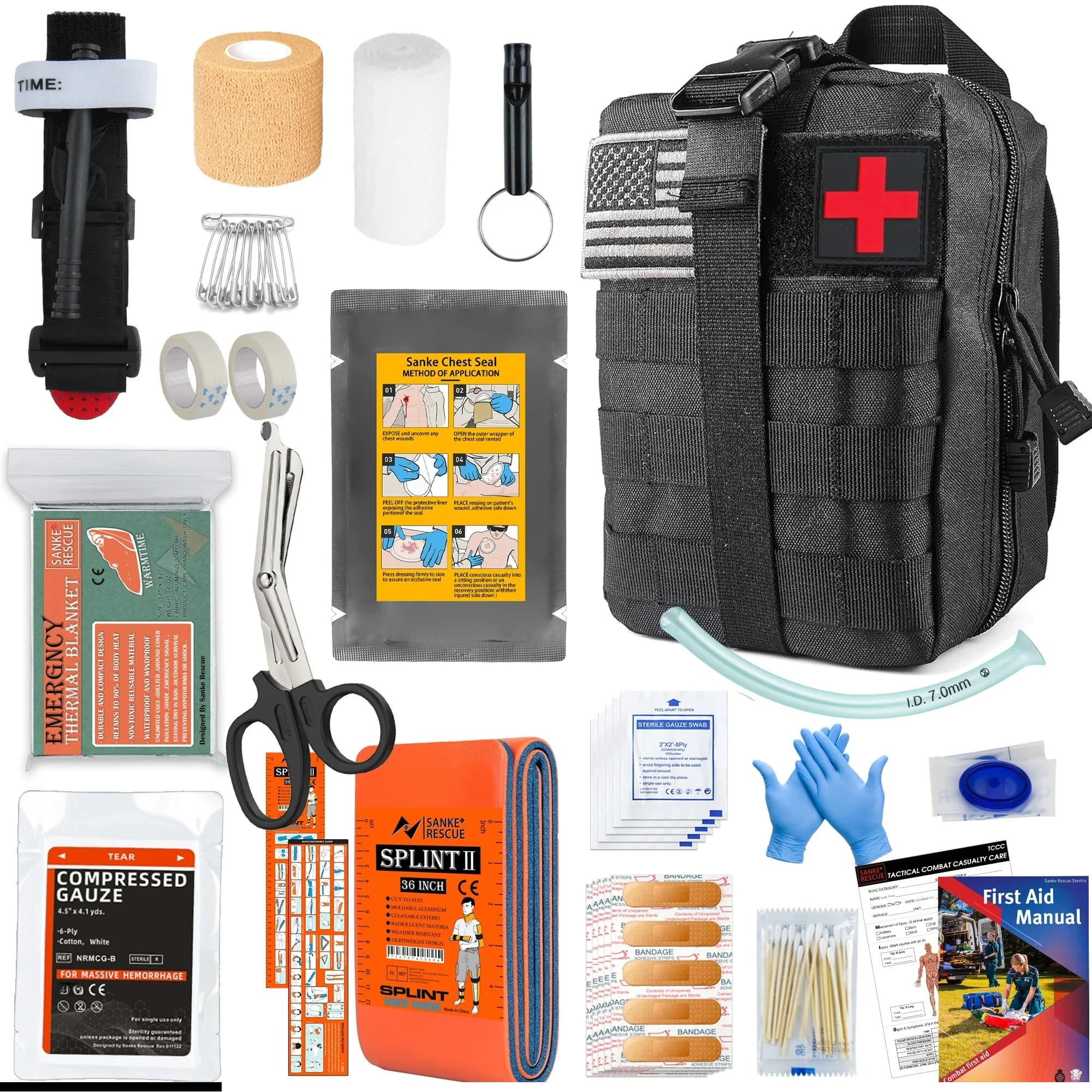 Kit di sopravvivenza Primo soccorso Attrezzatura di sopravvivenza Sistema Molle Borsa compatibile Terremoto Outdoor IFAK EDC Escursionismo Caccia Regali per uomo