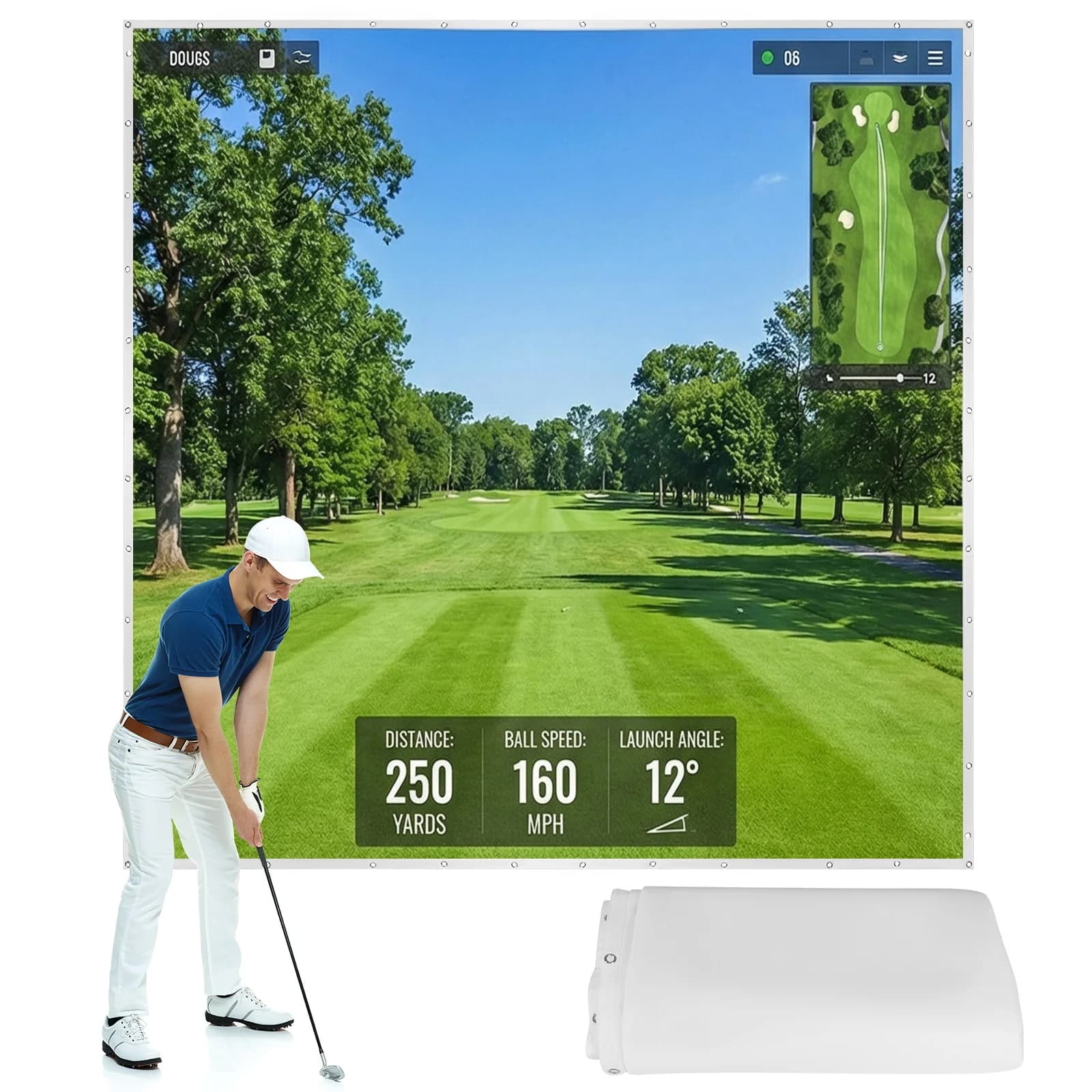 Schermo per simulatore di golf, facile da installare, schermo per proiettore ultra trasparente per allenamento indoor/outdoor