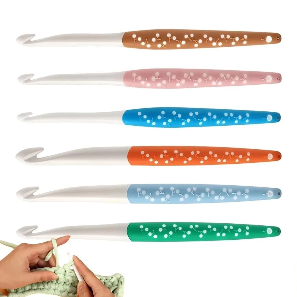 Set di 3/6 uncinetti con impugnatura in silicone antiscivolo, aghi da maglia per filati, 6.0-12.0mm, ergonomici