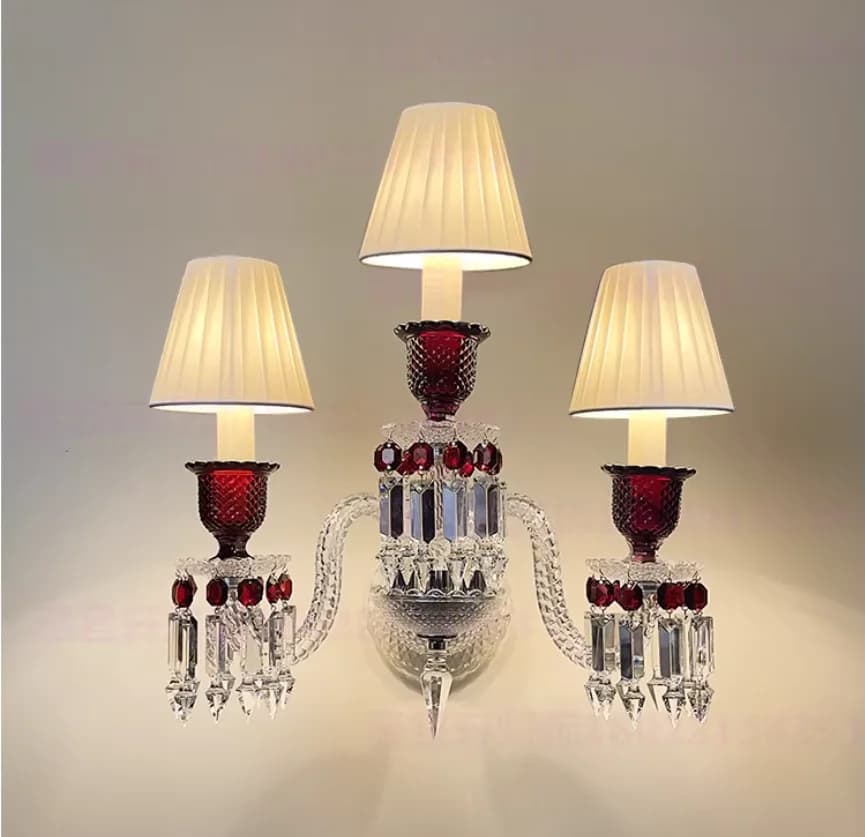 Decorative Red Crystal Modern Wall Lamp, Crystal K9 Applique, Glass Wall Applique for Bedroom, Bedside Table, Corridor, KTV