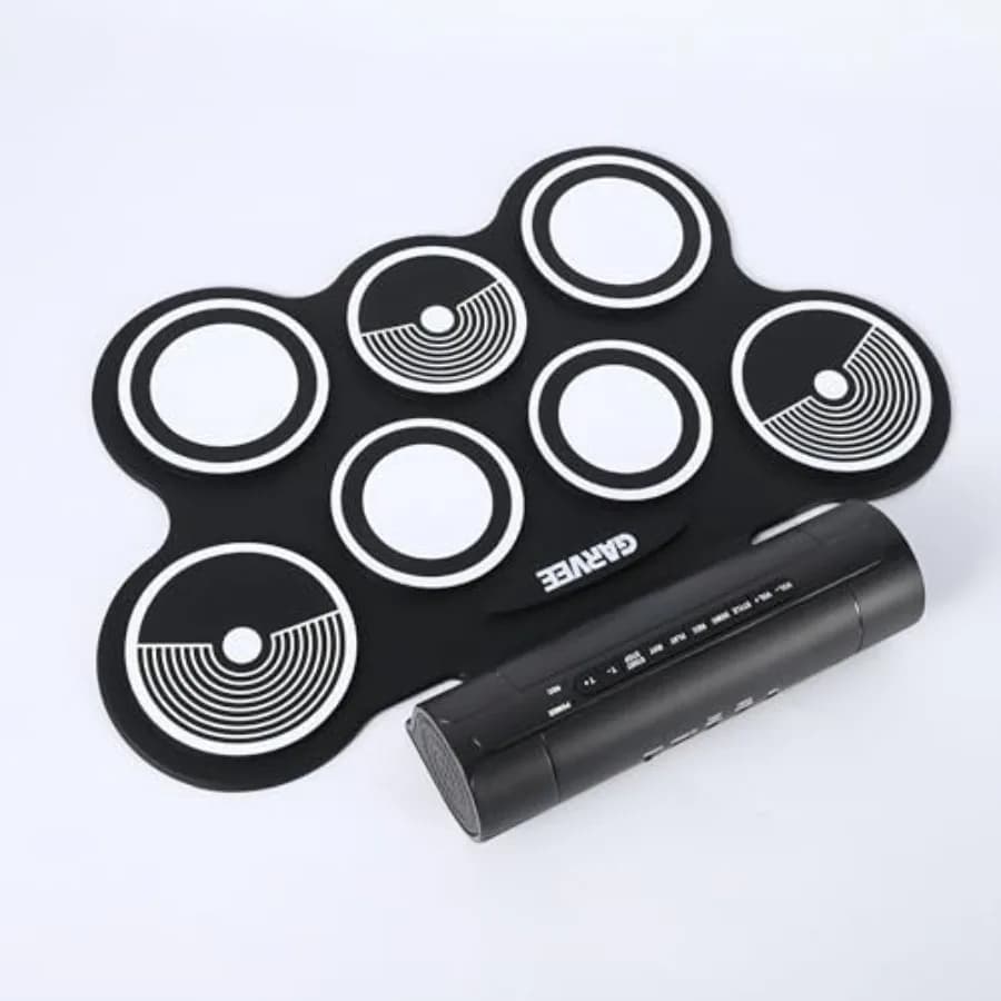 Set di Batteria Elettronica da Viaggio, Kit Pieghevole a 7 Pad con Uscita Audio Integrata, Set Pratico per Adolescenti e Adulti