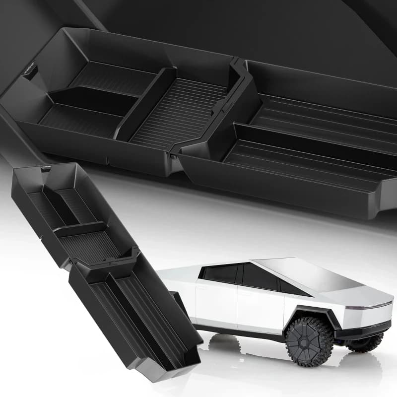 Per Tesla Cybertruck 2024 2025: Scatola portaoggetti inferiore per console centrale, accessori interni auto, vassoio organizer, custodia (2 pezzi)