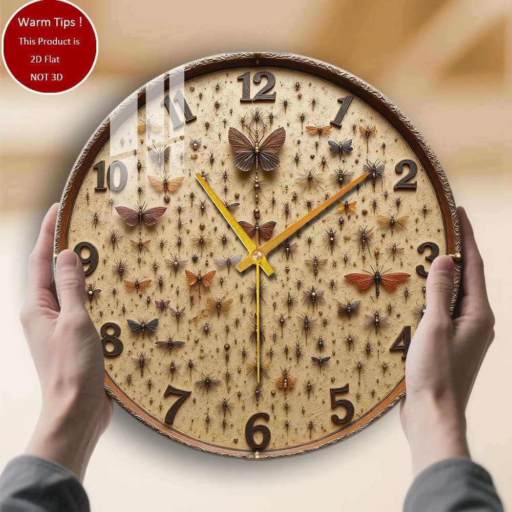 Tempered Glass Wall Clock Butterfly Libellule Insetti Numbers Watch suitable for wall decorations or table displays everywhere