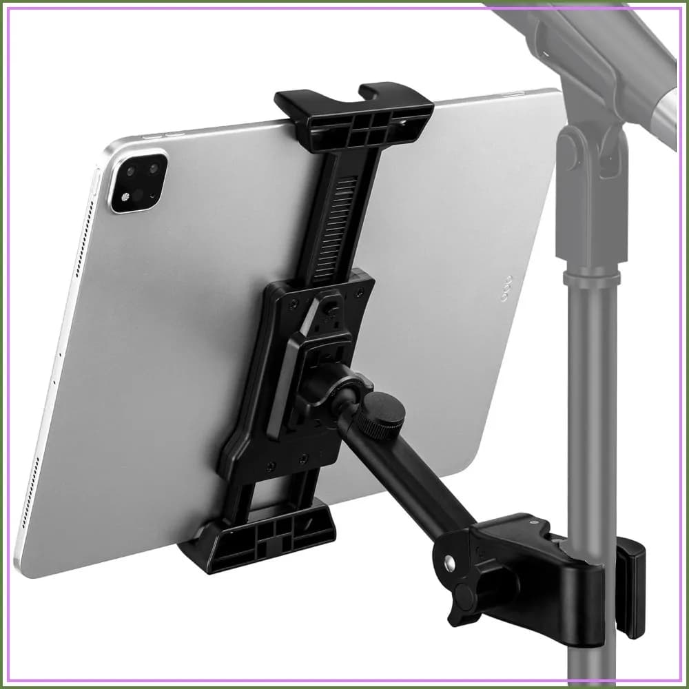 Adjustable Tablet Holder for Mic Stand, iPad iPhone Mount for Music Stand, Fits 4.7 to 13.5-Inch Devices