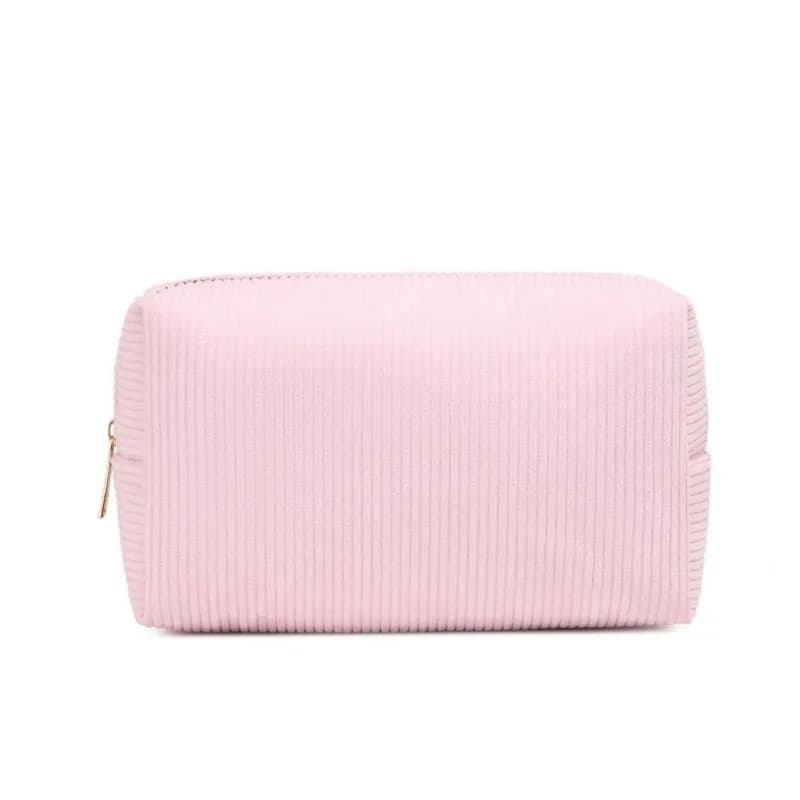 Borse per cosmetici in velluto a coste borse per il trucco rosa/viola per donna Lady con borsa per il trucco in tinta unita Washiong da viaggio con cerniera