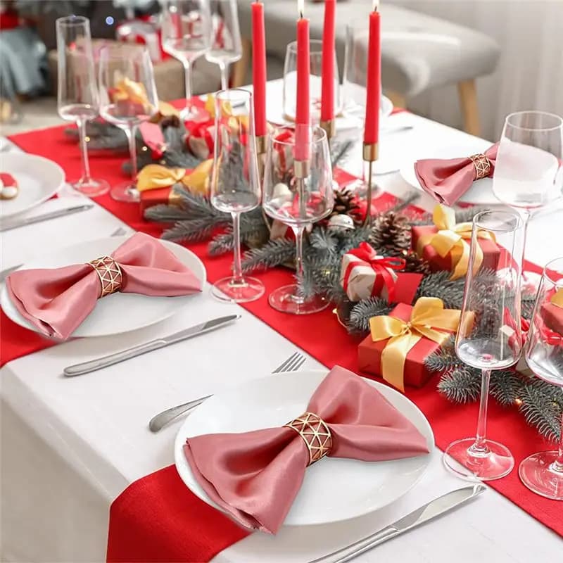 ABNH 12 Pack Napkin Rings Holders Hollow Design Decor Wedding Christmas Gathering (Silver)