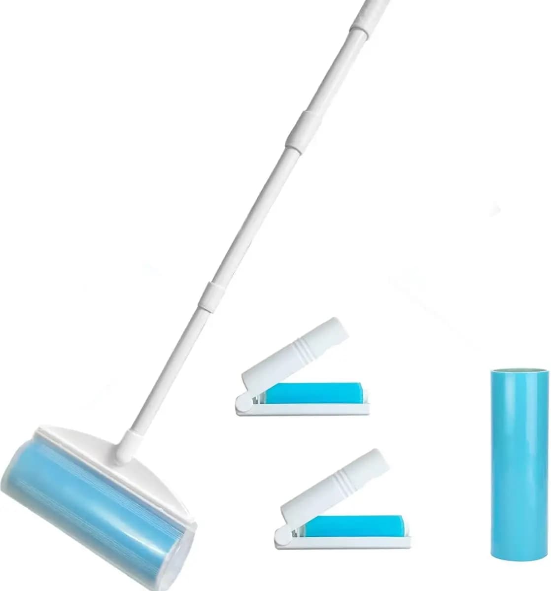 8" Reusable Lint Roller, Washable Pet Hair Remover, Extendable Handle, 4 Pcs Set