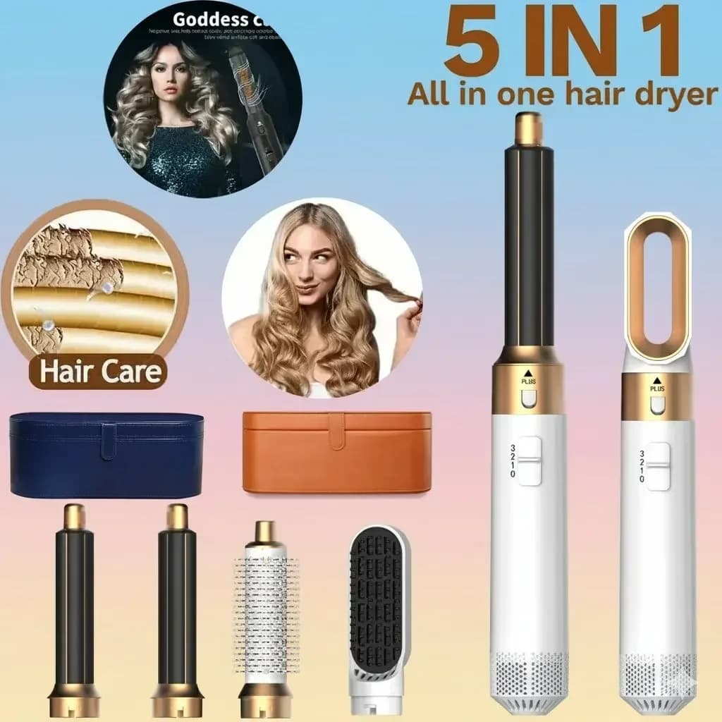 5 in 1 brush for hair dryer and kit styler professional hot air comb iron curling hair plate for hair to volumize and styling