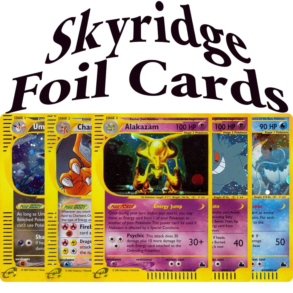 Carte da Gioco PKM Skyridge (E3) Proxy Foil: Charizard, Gyarados, Alakazam, Gengar, Umbreon, Flareon, Arcanine, Moltres, Vaporeon, Articuno