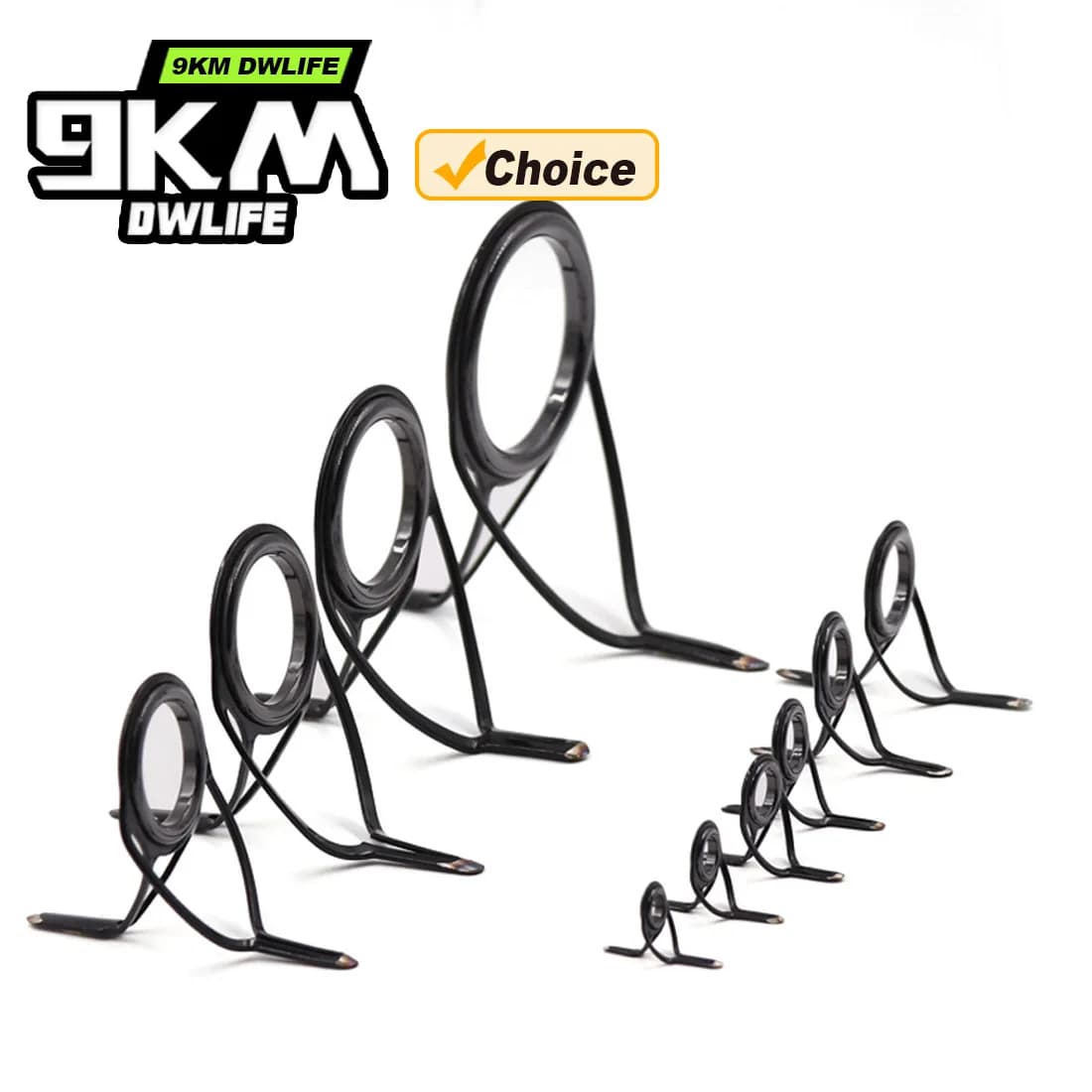 Replacement kit for fishing rods 9KM OB Curved Rod Guide Kit 10 pcs, with double foot, for baitcasting/spinning, for salt water