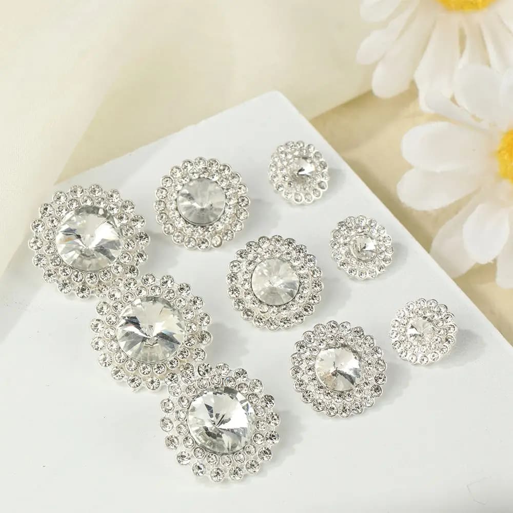 10 pieces/set buttons with metal rhinestones sewn buttons for shirt accessories diy accessories decorative accessories for handmade sewing clothing