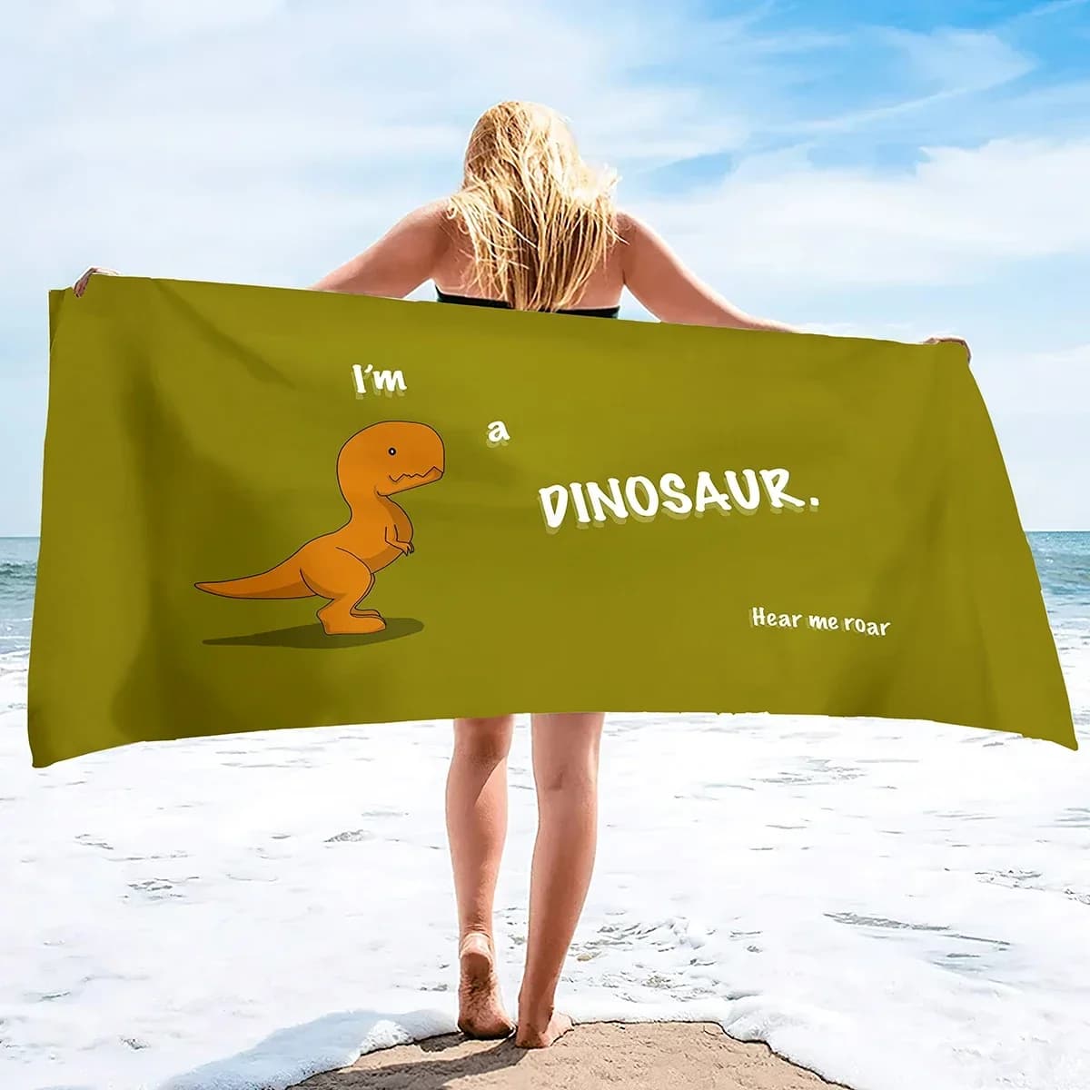 Asciugamano da spiaggia con dinosauri, per bambini e ragazzi, ad asciugatura rapida, ultra assorbente, super morbido, per piscina, viaggi e doccia