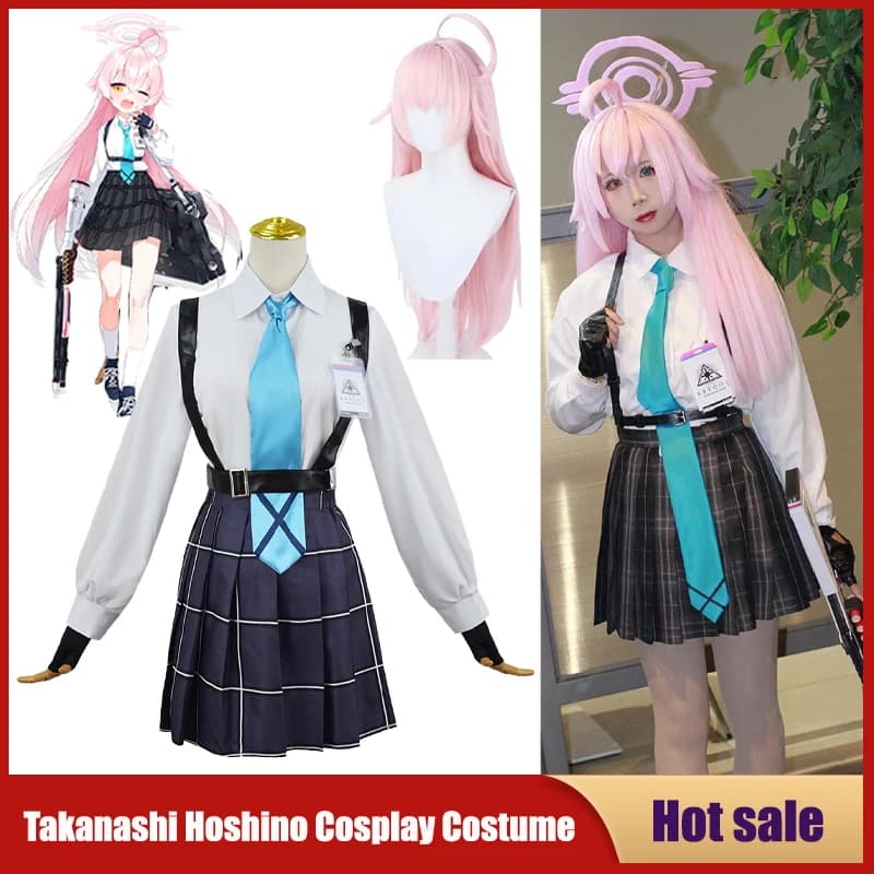 Takanashi Hoshino Costume gioco Blue Archive Cosplay School JK uniformi Top gonne parrucca Outfit Carnival Party donna uomo Anime Suit