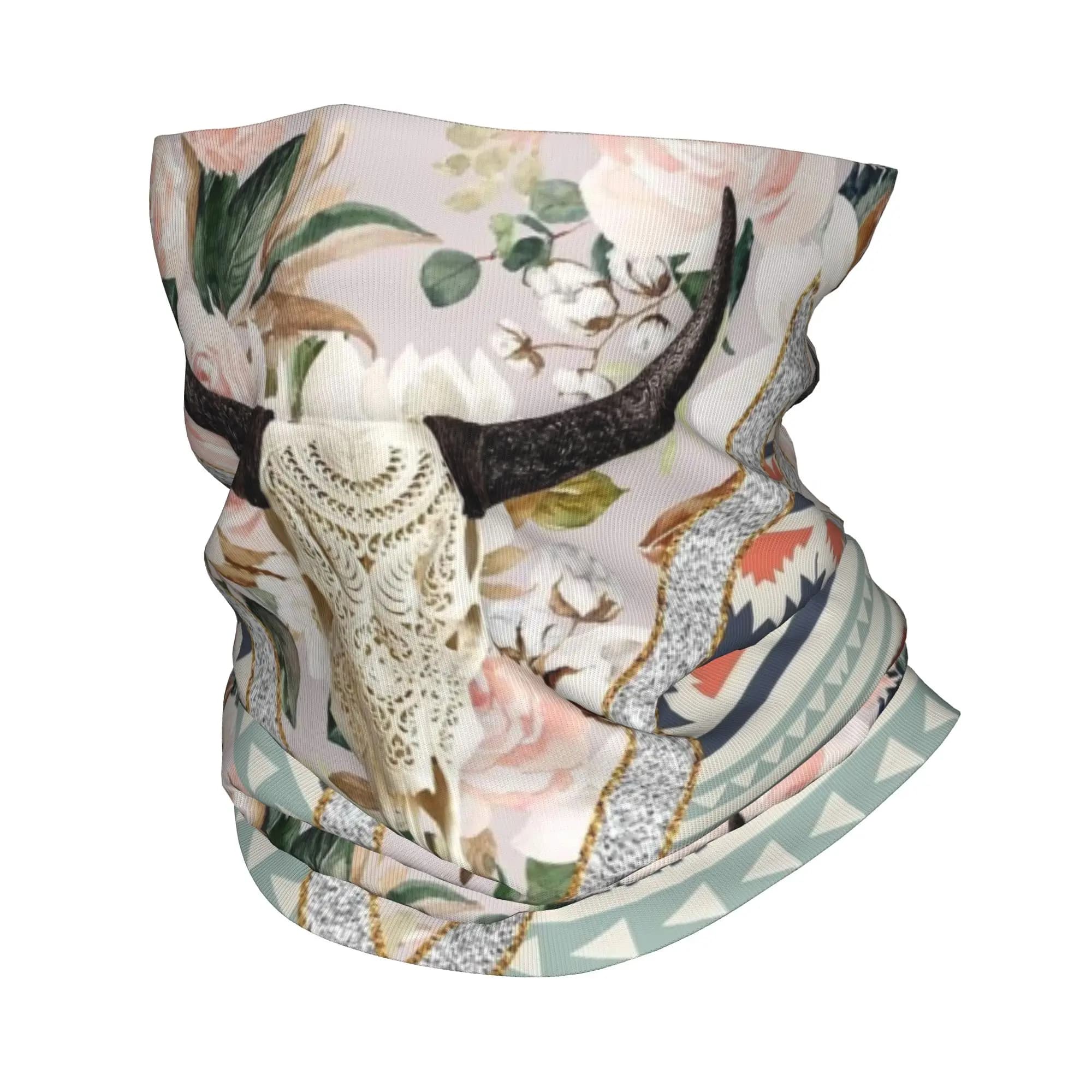 Bandana con Design Teschio di Toro Azteco, Sciarpa Multifunzione per il Viso, Maschera per la Corsa Unisex per Adulti