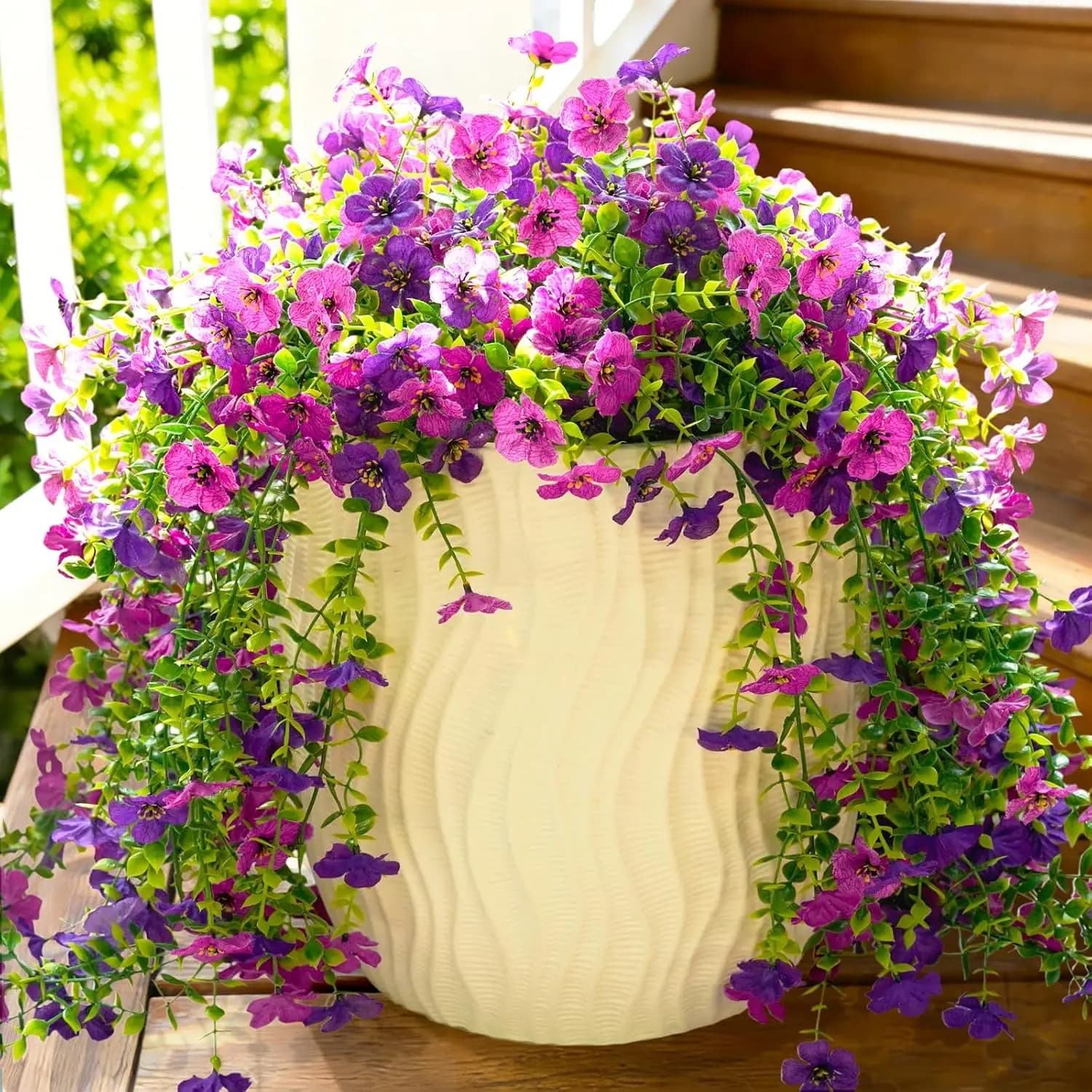 Fiori Artificiali per Esterni, Decorazioni Sospese Finte, Piante Realistiche, Fiori in Seta Resistenti ai Raggi UV e allo Sbiadimento per la Primavera