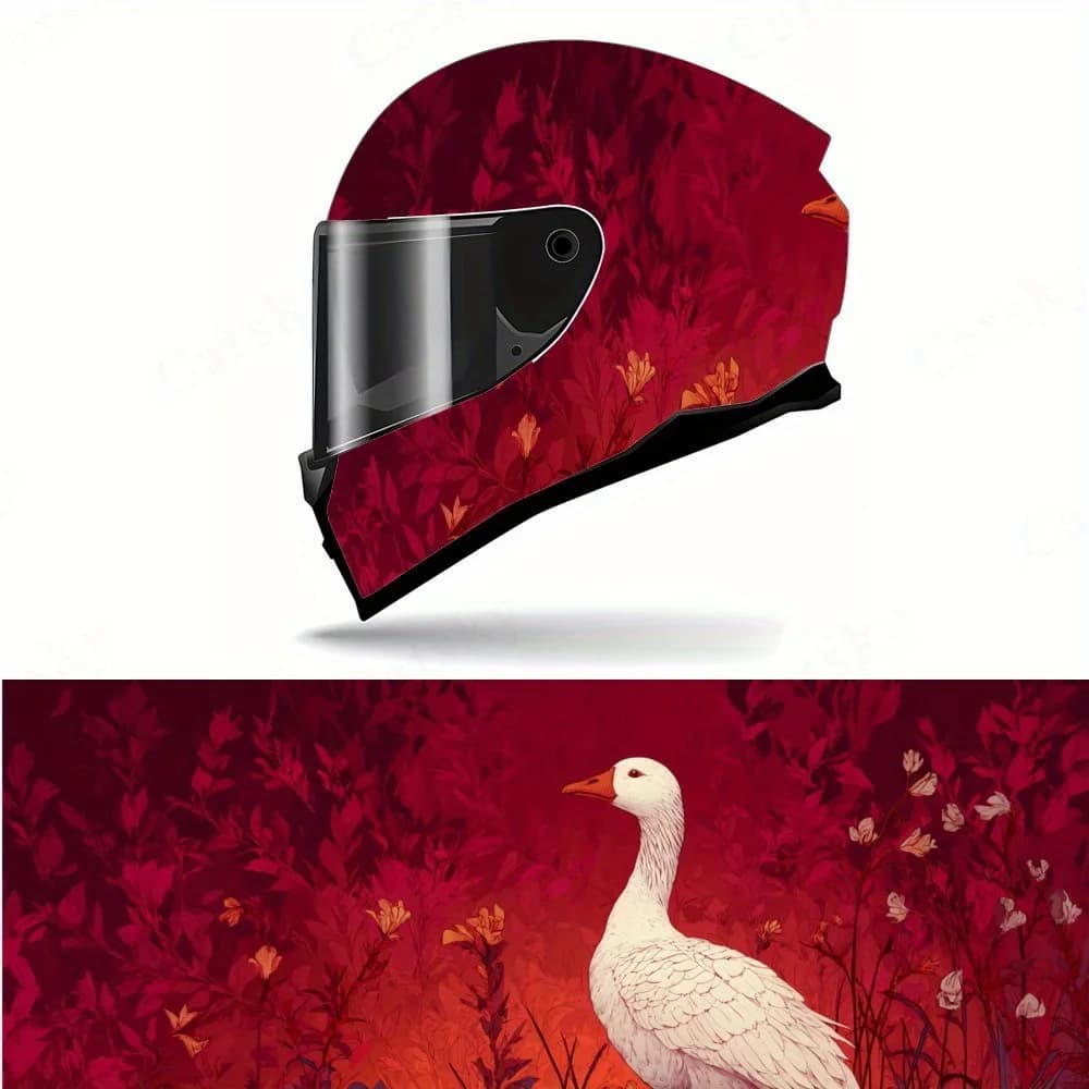 Mystic White Goose on Skulls - PVC impermeabile resistente, decalcomania autoadesiva per casco da corsa per moto, regalo perfetto per la moto