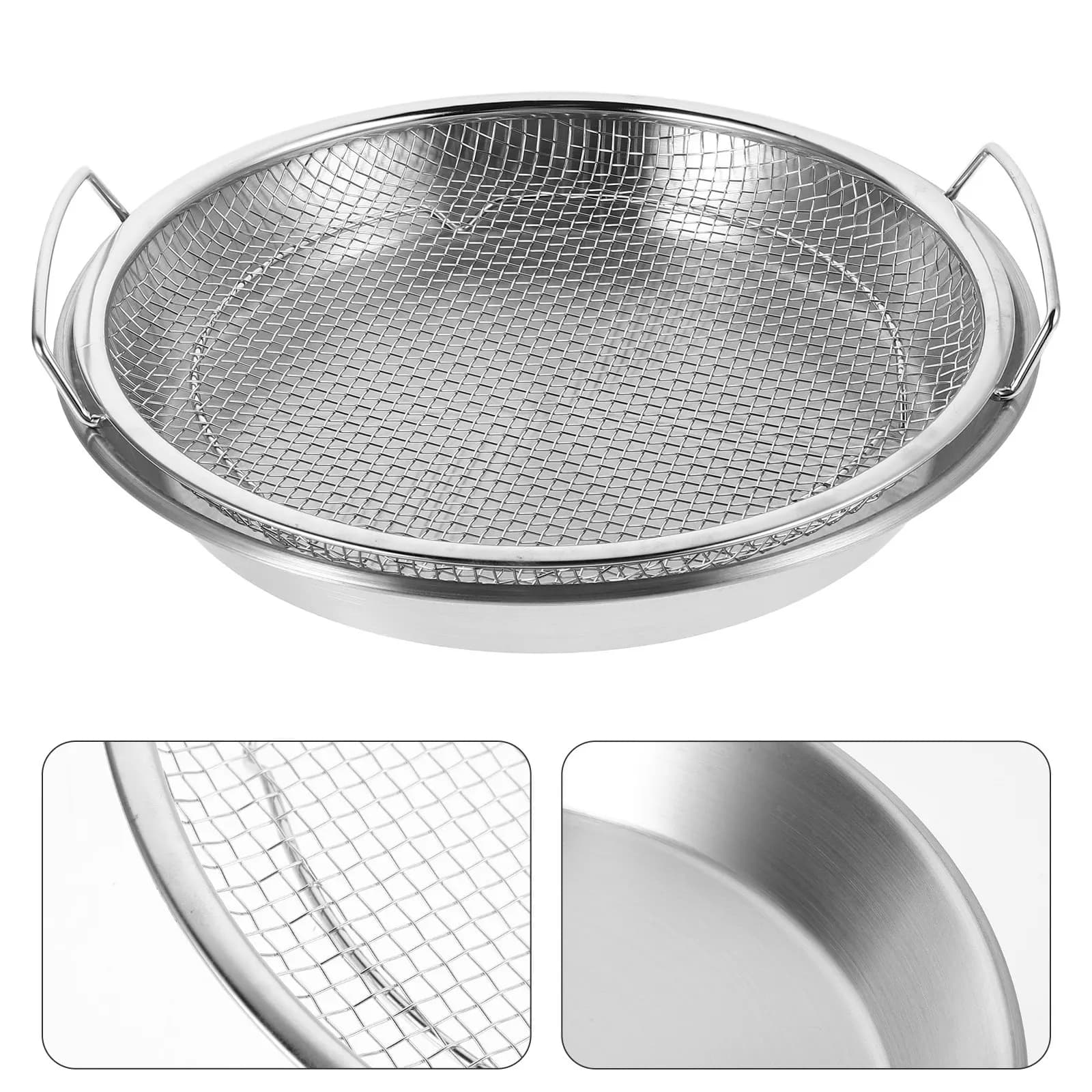 Set di 1 Cestello in Acciaio Inox per Drenaggio Olio, Filtro Riutilizzabile per Friggitrice, Griglia per Scolare Alimenti, Misura Grande