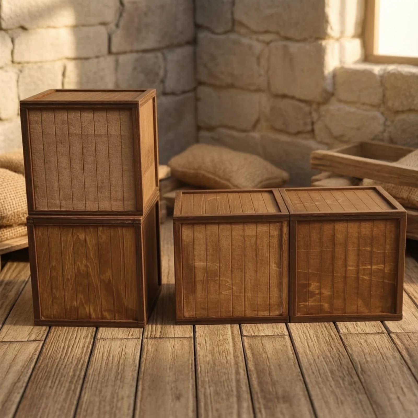 Miniature Storage Crate Realistic Dollhouse Crate Storage Box Slatted Small for Hobbyists, Diorama