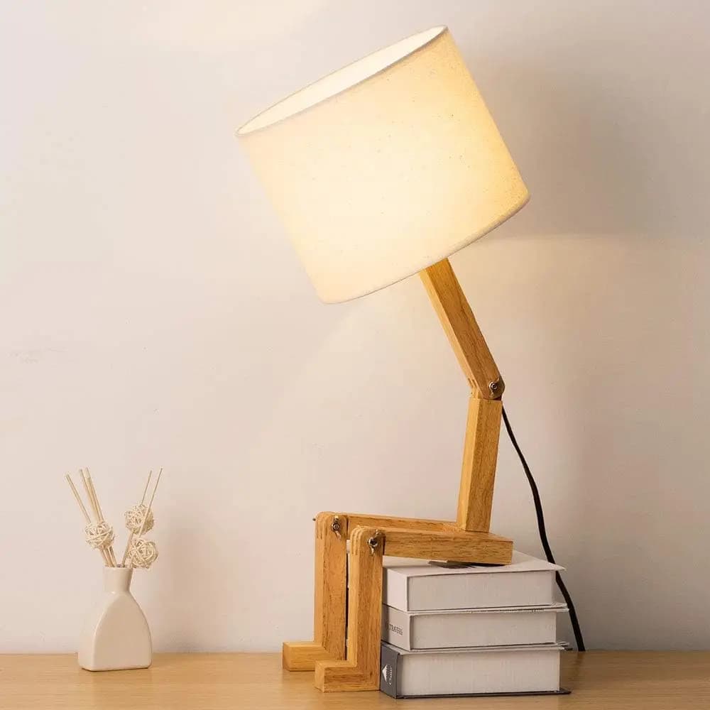 Lampada da Scrivania Creativa con Base in Legno e Forma Modificabile per Camera da Letto, Studio, Ufficio, Stanza dei Bambini - Illuminazione Carina e Funzionale