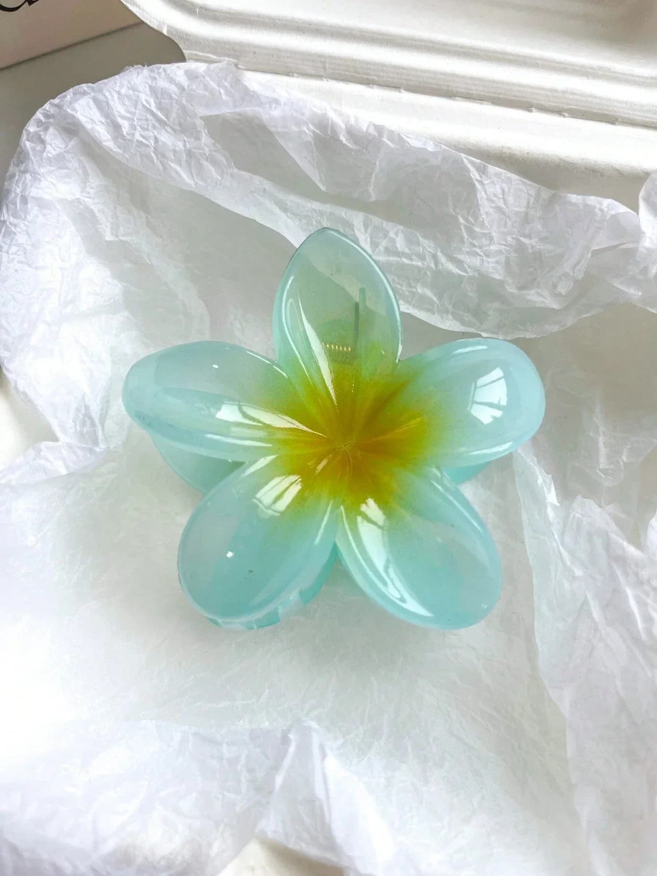 Clip per capelli in plastica a forma di fiore da 7,4 cm per donna, accessorio casual alla moda per feste e spiaggia